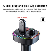 Load image into Gallery viewer, C13 Multifunctional Car Dual USB PD Fast Charger Bluetooth FM Transmitter with Atmosphere Light, C13