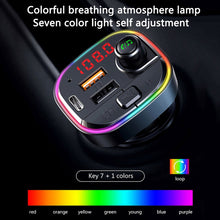 Load image into Gallery viewer, C13 Multifunctional Car Dual USB PD Fast Charger Bluetooth FM Transmitter with Atmosphere Light, C13