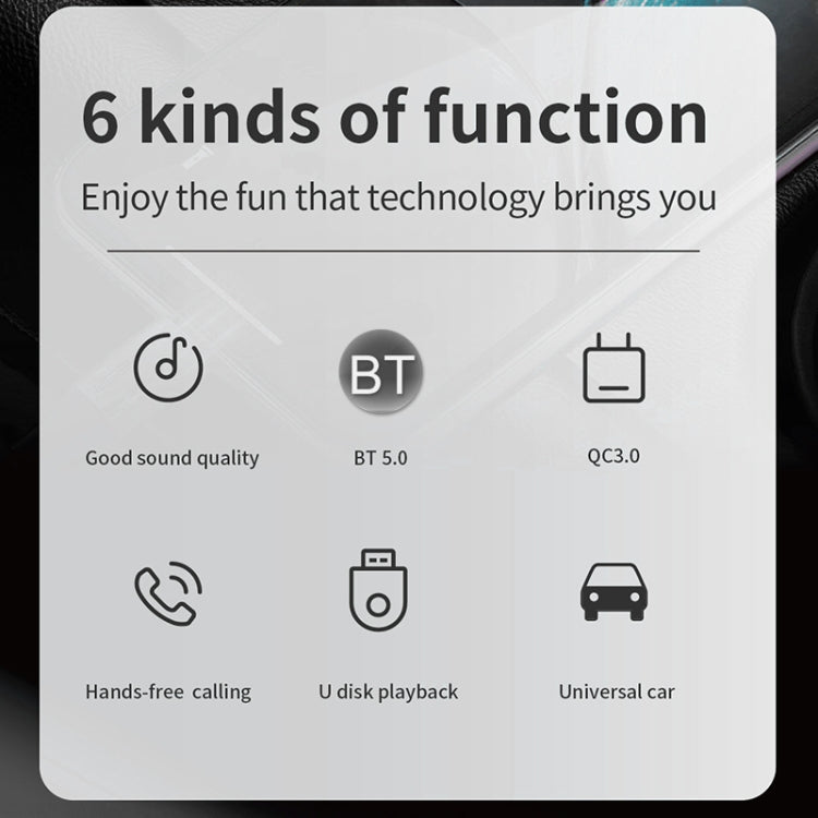 C14 Multifunctional Car Dual QC3.0+PD18W USB Charger Bluetooth FM Transmitter with Atmosphere Light, C14