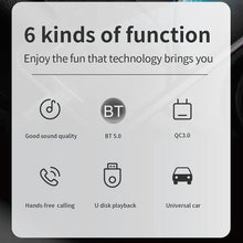 Load image into Gallery viewer, C14 Multifunctional Car Dual QC3.0+PD18W USB Charger Bluetooth FM Transmitter with Atmosphere Light, C14