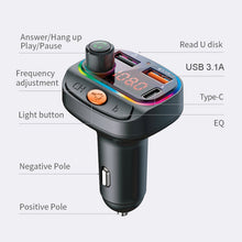 Load image into Gallery viewer, C15 Multifunctional Car Dual 3.1A+Type-C USB Charger Bluetooth FM Transmitter with Atmosphere Light, C15