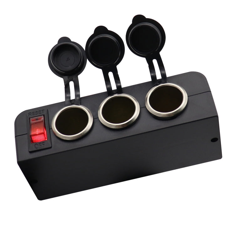 3 in 1 12-24V 16A Car Cigarette Lighter Socket with Overload Protection Switch Control, 3 in 1 12-24V 16A