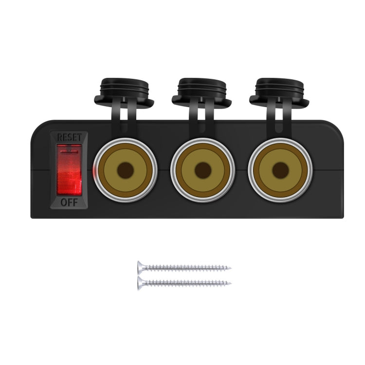 3 in 1 12-24V 16A Car Cigarette Lighter Socket with Overload Protection Switch Control, 3 in 1 12-24V 16A