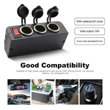 Load image into Gallery viewer, 3 in 1 12-24V 16A Car Cigarette Lighter Socket with Overload Protection Switch Control, 3 in 1 12-24V 16A