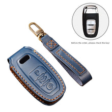 Load image into Gallery viewer, Hallmo Car Cowhide Leather Key Protective Cover Key Case for Audi A6L / A8L / A4 / A7 / A5 B Style, For Audi A6L B Style