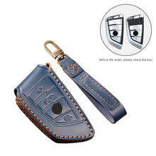 Load image into Gallery viewer, Hallmo Car Cowhide Leather Key Protective Cover Key Case for BMW Blade Style, For BMW Blade Style