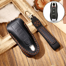 Load image into Gallery viewer, Hallmo Car Cowhide Leather Key Protective Cover Key Case for Porsche Macan 718 2021 A Style, For Porsche Macan A Style