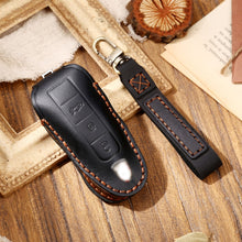 Load image into Gallery viewer, Hallmo Car Cowhide Leather Key Protective Cover Key Case for Porsche Macan 718 2021 A Style, For Porsche Macan A Style