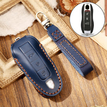 Load image into Gallery viewer, Hallmo Car Cowhide Leather Key Protective Cover Key Case for Porsche Macan 718 2021 A Style, For Porsche Macan A Style