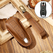Load image into Gallery viewer, Hallmo Car Cowhide Leather Key Protective Cover Key Case for Porsche Macan 718 2021 A Style, For Porsche Macan A Style