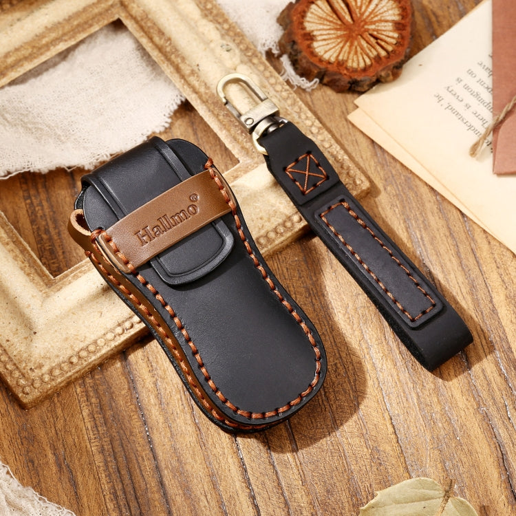 Hallmo Car Cowhide Leather Key Protective Cover Key Case for Porsche Macan 718 2021 B Style, For Porsche Macan B Style