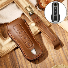 Load image into Gallery viewer, Hallmo Car Cowhide Leather Key Protective Cover Key Case for Porsche Macan 718 2021 B Style, For Porsche Macan B Style