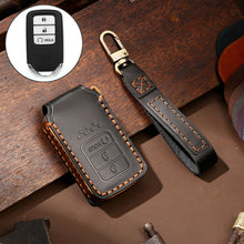 Load image into Gallery viewer, Hallmo Car Cowhide Leather Key Protective Cover Key Case for Honda Civic / Accord 3-button Start, For Honda Civic / Accord 3-button Start
