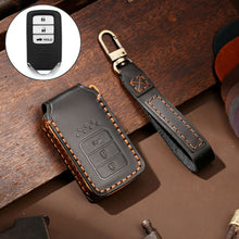 Load image into Gallery viewer, Hallmo Car Cowhide Leather Key Protective Cover Key Case for Honda Civic / Accord 3-button Tail Box, For Honda Civic / Accord 3-button Tail Box