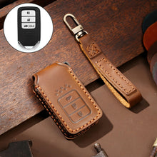 Load image into Gallery viewer, Hallmo Car Cowhide Leather Key Protective Cover Key Case for Honda Civic / Accord 3-button Tail Box, For Honda Civic / Accord 3-button Tail Box