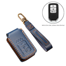 Load image into Gallery viewer, Hallmo Car Cowhide Leather Key Protective Cover Key Case for Honda Civic / Accord 3-button Tail Box, For Honda Civic / Accord 3-button Tail Box