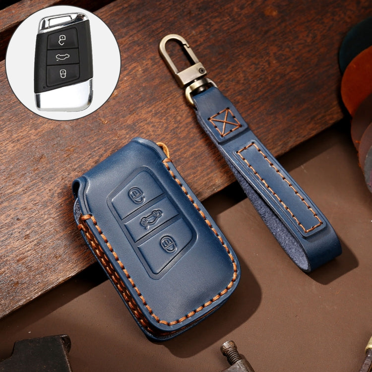 Hallmo Car Cowhide Leather Key Protective Cover Key Case for Volkswagen Lavida A Style, For Volkswagen Lavida A Style