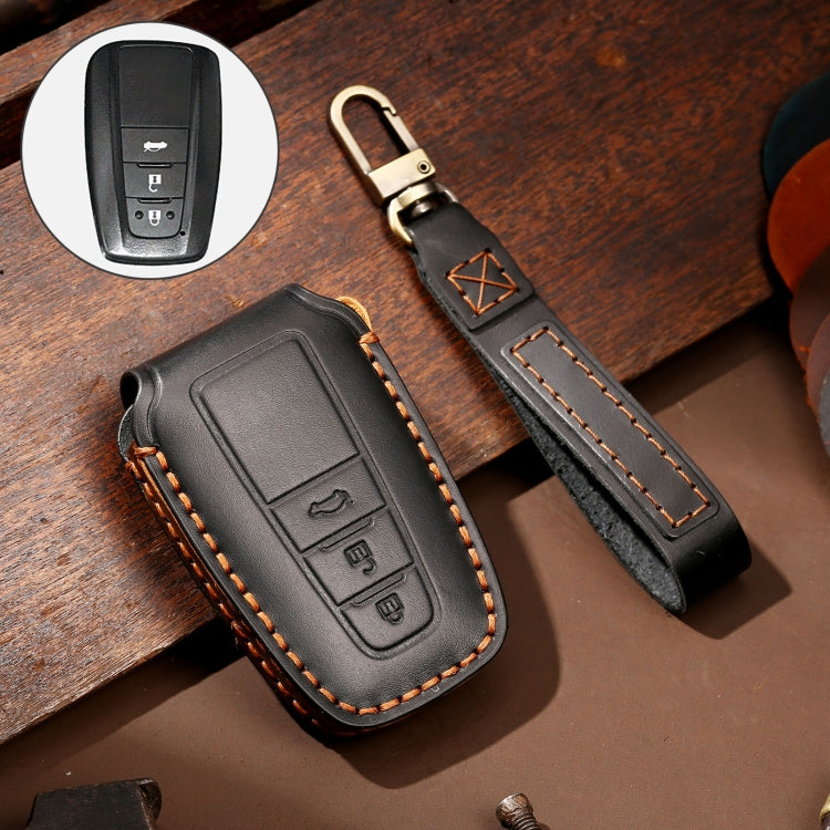 Hallmo Car Cowhide Leather Key Protective Cover Key Case for Toyota Corolla 2018 3-button, For Toyota Corolla 2018 3-button