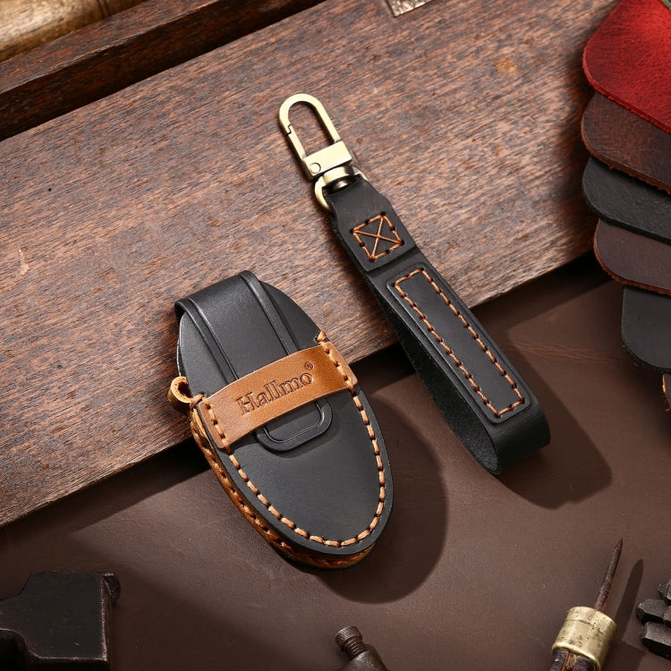 Hallmo Car Cowhide Leather Key Protective Cover Key Case for Nissan Sylphy 2-button, For Nissan Sylphy 2-button
