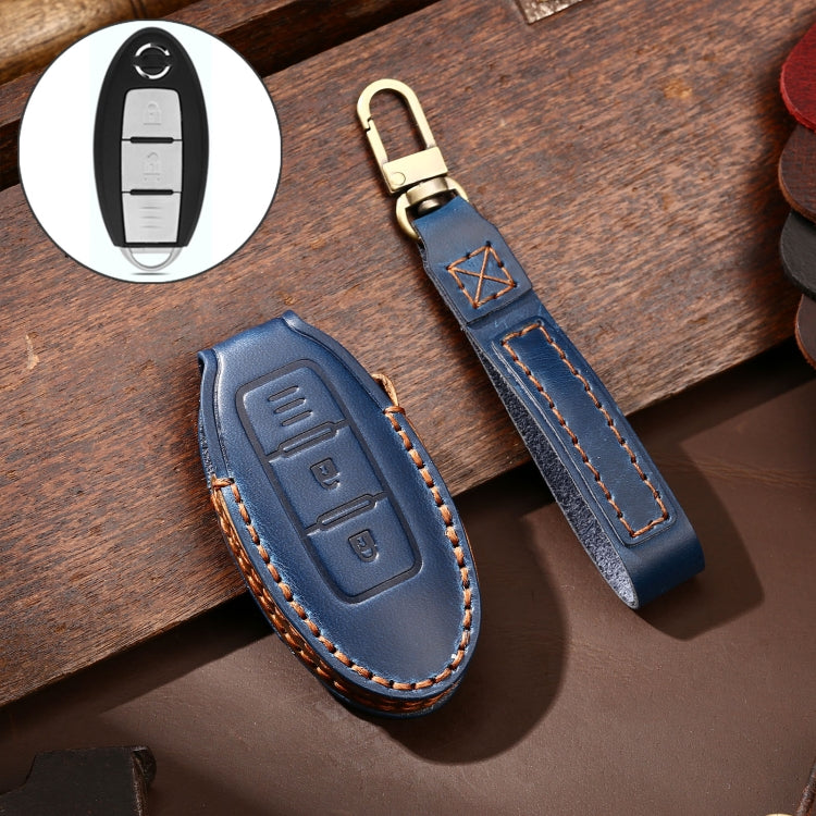 Hallmo Car Cowhide Leather Key Protective Cover Key Case for Nissan Sylphy 2-button, For Nissan Sylphy 2-button
