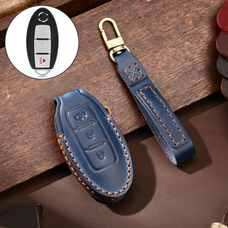 Hallmo Car Cowhide Leather Key Protective Cover Key Case for Nissan Sylphy 3-button Horn, For Nissan Sylphy 3-button Horn, Fr Nissan Sylphy 3-button Horn