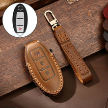 Load image into Gallery viewer, Hallmo Car Cowhide Leather Key Protective Cover Key Case for Nissan Sylphy 3-button Horn, For Nissan Sylphy 3-button Horn, Fr Nissan Sylphy 3-button Horn
