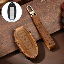 Load image into Gallery viewer, Hallmo Car Cowhide Leather Key Protective Cover Key Case for Nissan Sylphy 3-button Tail Box, For Nissan Sylphy 3-button Tail Box