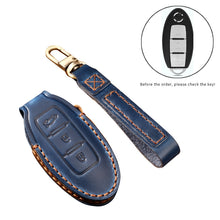 Load image into Gallery viewer, Hallmo Car Cowhide Leather Key Protective Cover Key Case for Nissan Sylphy 3-button Tail Box, For Nissan Sylphy 3-button Tail Box