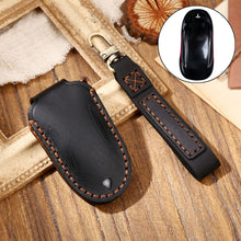 Load image into Gallery viewer, Hallmo Car Cowhide Leather Key Protective Cover Key Case for Tesla Model 3 / S A Style, For Tesla Model 3 / S A Style