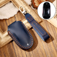 Load image into Gallery viewer, Hallmo Car Cowhide Leather Key Protective Cover Key Case for Tesla Model 3 / S A Style, For Tesla Model 3 / S A Style
