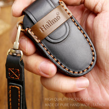 Load image into Gallery viewer, Hallmo Car Cowhide Leather Key Protective Cover Key Case for Tesla Model 3 / S A Style, For Tesla Model 3 / S A Style
