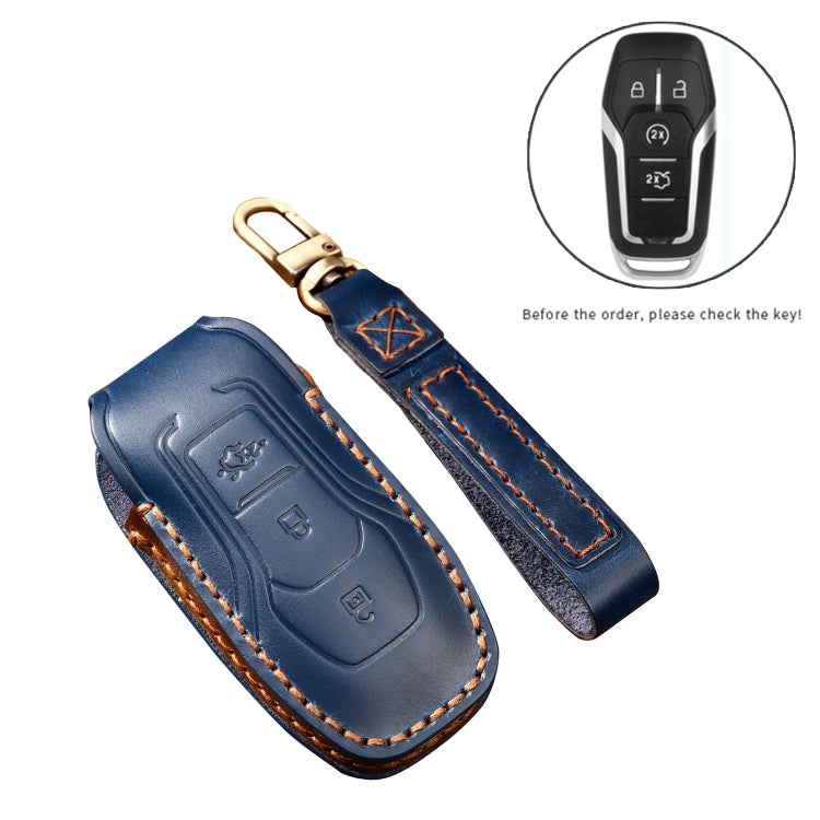Hallmo Car Cowhide Leather Key Protective Cover Key Case for Ford Focus  A Style, For Ford Focus A Style