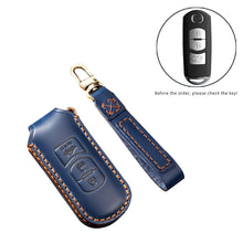 Load image into Gallery viewer, Hallmo Car Cowhide Leather Key Protective Cover Key Case for Mazda Axela 3-button, For Mazda Axela 3-button