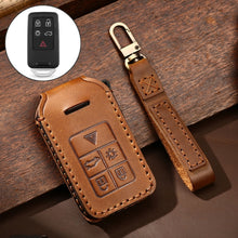 Load image into Gallery viewer, Hallmo Car Cowhide Leather Key Protective Cover Key Case for Volvo 5-button, For Volvo 5-button