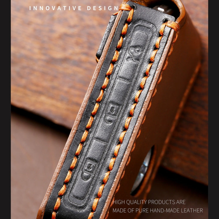 Hallmo Car Cowhide Leather Key Protective Cover Key Case for Volvo 6-button, For Volvo 6-button