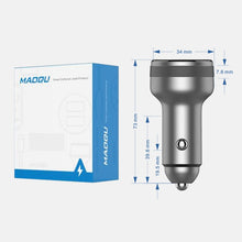 Load image into Gallery viewer, Dual USB 66W Car Flash Charger for OPPO / Huawei, 66W (Red), 66W (Black), 66W (Silver)