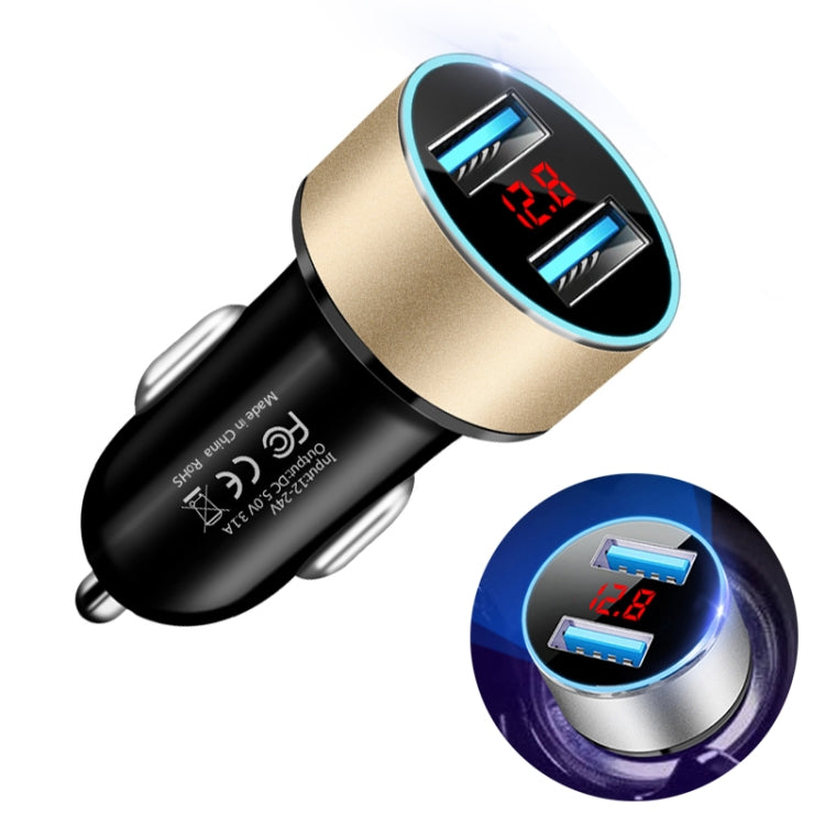 JMG-C016A 5V 3.1A Car Dual USB Charger with LED Display, JMG-C016A (Black), JMG-C016A (Gold), JMG-C016A (Blue), JMG-C016A (Red), JMG-C016A (Silver)
