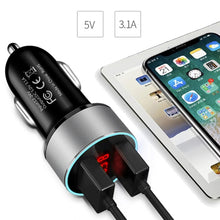 Load image into Gallery viewer, JMG-C016A 5V 3.1A Car Dual USB Charger with LED Display, JMG-C016A (Black), JMG-C016A (Gold), JMG-C016A (Blue), JMG-C016A (Red), JMG-C016A (Silver)