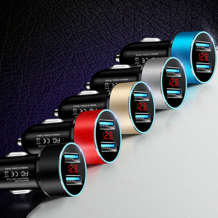 JMG-C016A 5V 3.1A Car Dual USB Charger with LED Display, JMG-C016A (Black), JMG-C016A (Gold), JMG-C016A (Blue), JMG-C016A (Red), JMG-C016A (Silver)