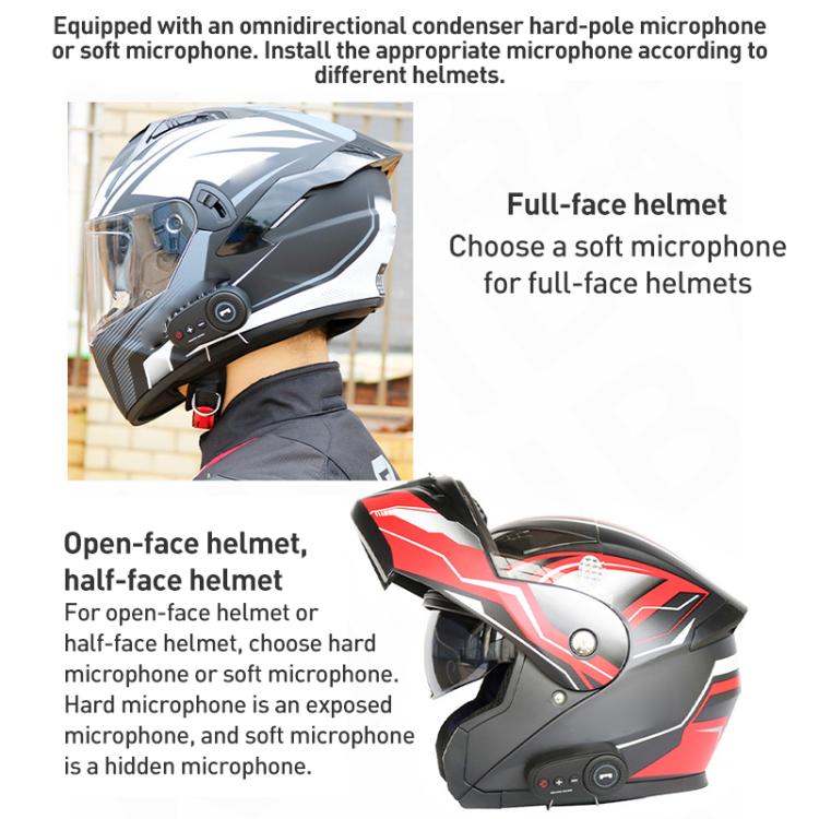 K10 Motorcycle Bluetooth Helmet Headset, Black Hard Pole Microphone, Carbon Fiber Hard Pole Microphone, Carbon Fiber Hidden Microphone, Black Hard Pole Microphone, Black Hidden Microphone, White Hidden Microphone, White Hard Pole Microphone