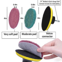 Load image into Gallery viewer, 13 in 1 4 inch Sponge Scouring Pad Floor Wall Window Glass Cleaning Descaling Electric Drill Brush Head Set, 13 in 1