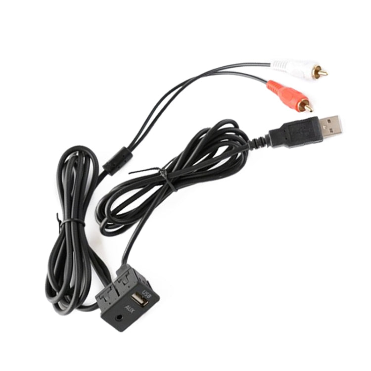 Car Universal Modified USB AUX Extension Cable USB+2RCA Lotus Male Switch Holder for Alpine / Pioneer, USB AUX Extension Cable