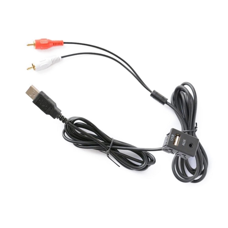 Car Universal Modified USB AUX Extension Cable USB+2RCA Lotus Male Switch Holder for Alpine / Pioneer, USB AUX Extension Cable