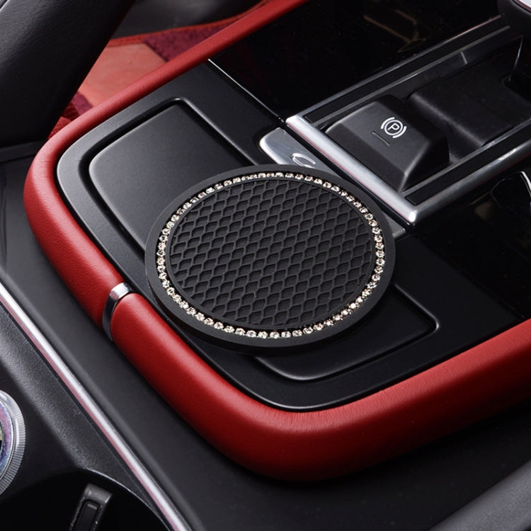 2 PCS Car Diamond Anti-skid Soft Rubber Water Cup Mat