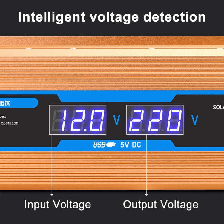 Carmaer 12V to 220V 1200W Car Multi-function Double Digital Display Inverter Household Power Converter, 12V to 220V 1200W