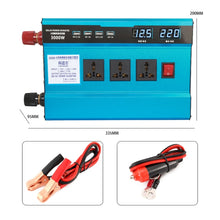 Load image into Gallery viewer, Carmaer 12V to 220V 3000W Intelligent Fan Car Double Digital Display Inverter Household Power Converter, 12V to 220V 3000W