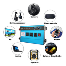 Load image into Gallery viewer, Carmaer 12V to 220V 3000W Intelligent Fan Car Double Digital Display Inverter Household Power Converter, 12V to 220V 3000W