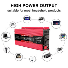 Load image into Gallery viewer, Carmaer Universal 24V to 220V 1200W Car LCD Display Inverter Household Power Converter, Universal 24V to 220V 1200W