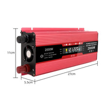 Load image into Gallery viewer, Carmaer Universal 12V to 220V 2000W Car LCD Display Inverter Household Power Converter, Universal 12V to 220V 2000W