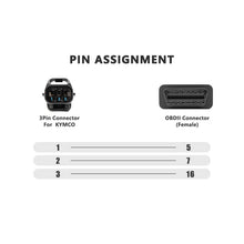 Load image into Gallery viewer, 16Pin to 3Pin Motorcycles OBD2 Conversion Cable OBDII Diagnostic Adapter Cable for KYMCO, 16Pin to 3Pin